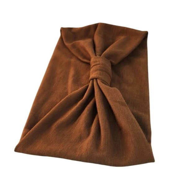 Brown Knit Headwrap Hairband Soft Stretchy Headband Fabric Unisex Sweatband - Picture 8 of 8